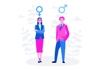 Gender male female. Vector illustration for web banner, infographics, mobile. 