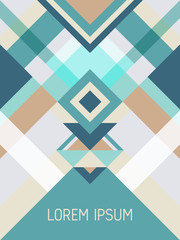 Cover page layout vector template geometric design with triangles and stripes pattern.