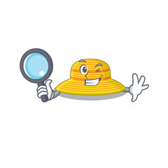 cartoon picture of summer hat Detective using tools