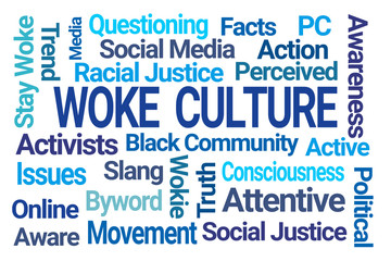 Woke Culture Word Cloud on White Background