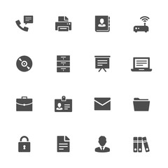 Business office flat icons in gray