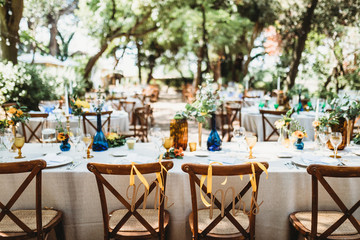 Set up of top table at wedding 