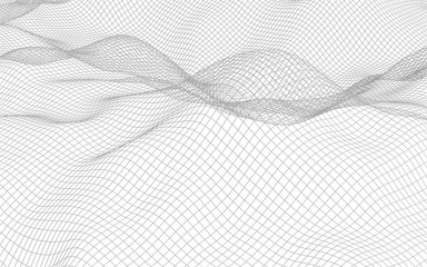 Abstract landscape on a white background. Cyberspace grid. hi tech network. 3d illustration