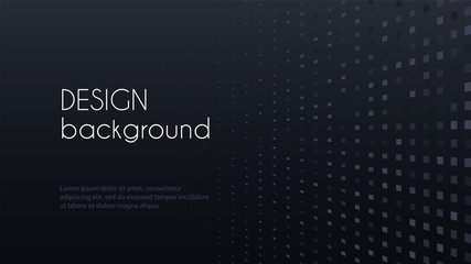 Black minimal abstract background. Vector banner template. Dotted perspective backdrop