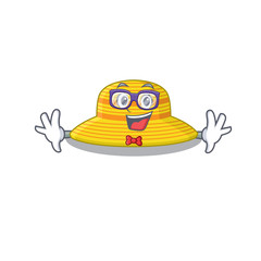 A cartoon drawing of geek summer hat wearing weird glasses