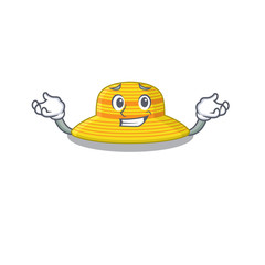 A cute picture of grinning summer hat caricature character