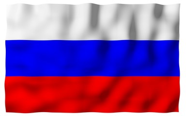 Waving flag of the Russian Federation. The National. State symbol of the Russia. 3D illustration
