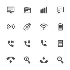 Communication flat icons in gray