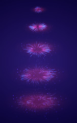 vector set of different stages of a firework explosion on a dark purple background