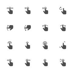Touch screen, touch pad gestures flat icons in gray