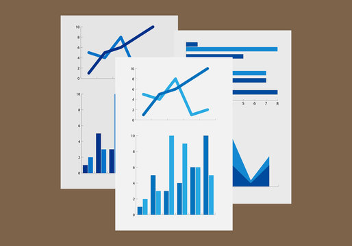 Documentos con gr&aacute;ficas y estad&iacute;sticas de una empresa.