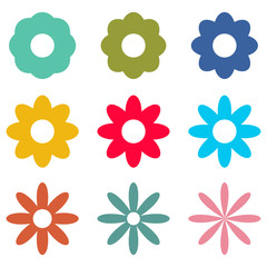 Flowers icons set isolated on white background. Vector illustration