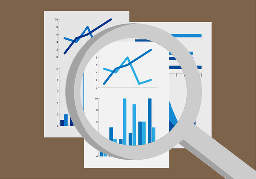 Documentos con gr&aacute;ficas y estad&iacute;sticas de una empresa.