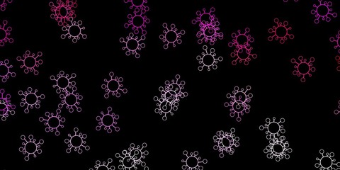 Dark pink vector texture with disease symbols.