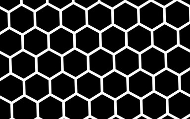 White honeycomb on a black background. Isometric geometry. 3D illustration