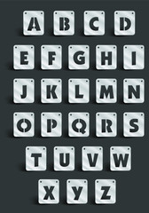 alphabet on metal plates