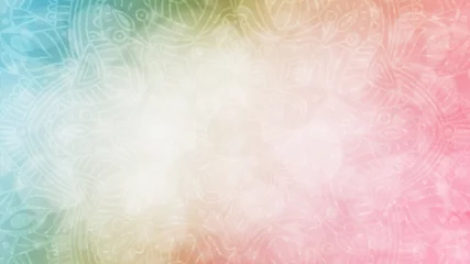 Fototapete Rund Mandala Soft pastel rainbow textured bokeh background with mandala  © StudioN