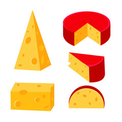 Set of cheese isolated on white background. Vector llustration in flat style, cartoon style