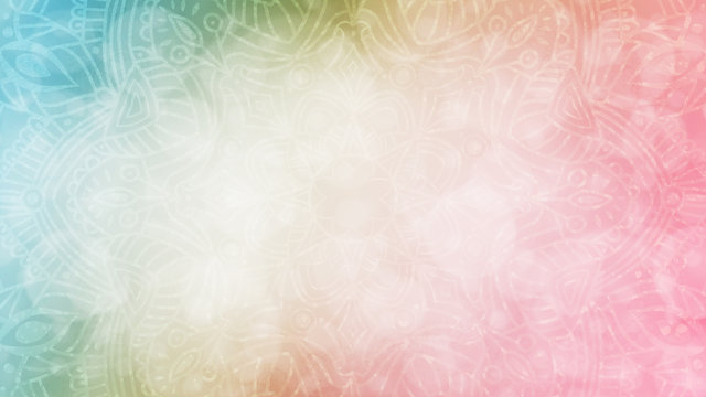 Soft Pastel Rainbow Textured Bokeh Background With Mandala