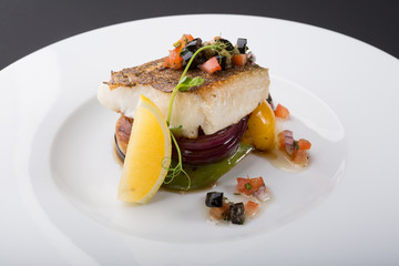 White fish fillet with vegetables