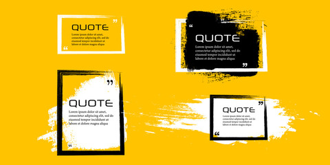 Fototapeta na wymiar Quote box frame, big set. Quote box icon. Texting quote boxes. Blank Grunge brush background. Vector illustration 