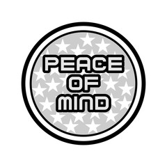 lettering peace of mind on the signboard with a black pole