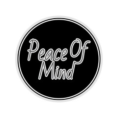 lettering peace of mind on the signboard with a black pole
