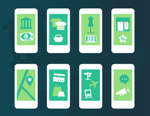 Vector illustrations of Symbols about various mobile app services