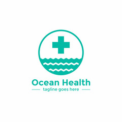 Vector of Simple Turquoise Ocean Health Logo Design