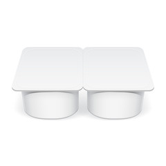Realistic White Mock up blank plastic container for yogurt, jams and other products.