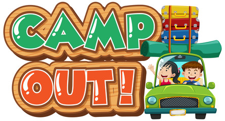 Obraz premium Font design for camp out with tent in the park