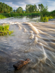 Rapids on a stream into a lake in Burgenland