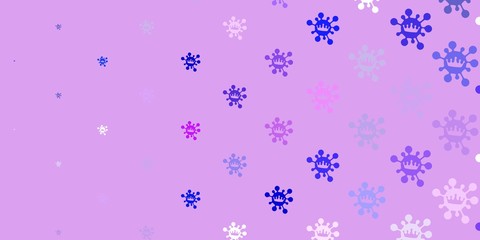 Light pink, blue vector background with covid-19 symbols.