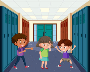 Scene with kid bullying their friend at school