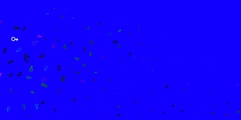 Light Multicolor vector pattern with feminism elements.