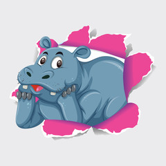 Background template design with wild hippo