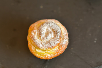 cupcake with cheese stuffing close-up on a plate