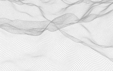 Abstract landscape on a white background. Cyberspace grid. hi tech network. 3d illustration