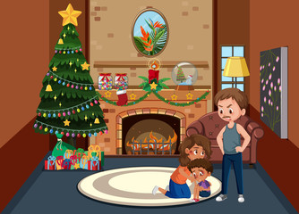 Obraz na płótnie Canvas Background scene father bullying family at home