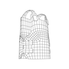 Police flak jacket or bulletproof vest. Bullet proof concept. Wireframe low poly mesh vector illustration.