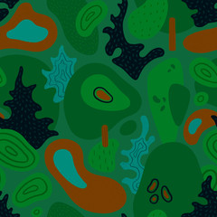 Abstract hand drawn forest. Seamless pattern. Scandinavian style
