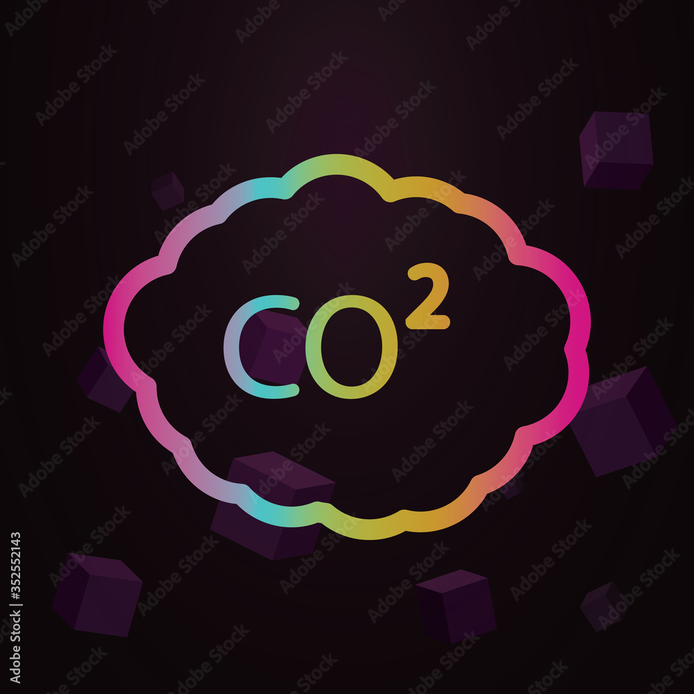 Poster carbon, co2 line vector nolan icon simple thin line, outline vector of pollution icons for ui and ux