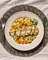 grilled fish with vegetables