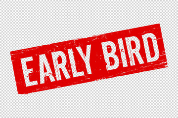 Isolated Early Bird red stamp