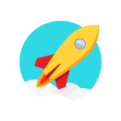 Rocket Launch Startup Icon Round Background