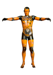 3D Rendering Male Robot on White