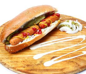 baguette with hot dog