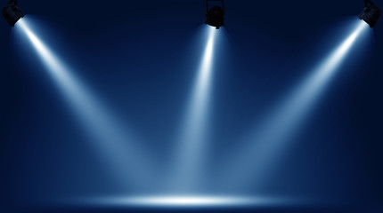 Fototapeta na wymiar Spotlights illuminate empty stage