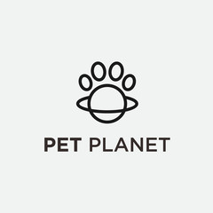 planet pet logo. paw icon