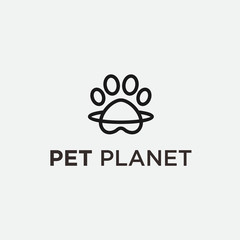 planet pet logo. paw icon